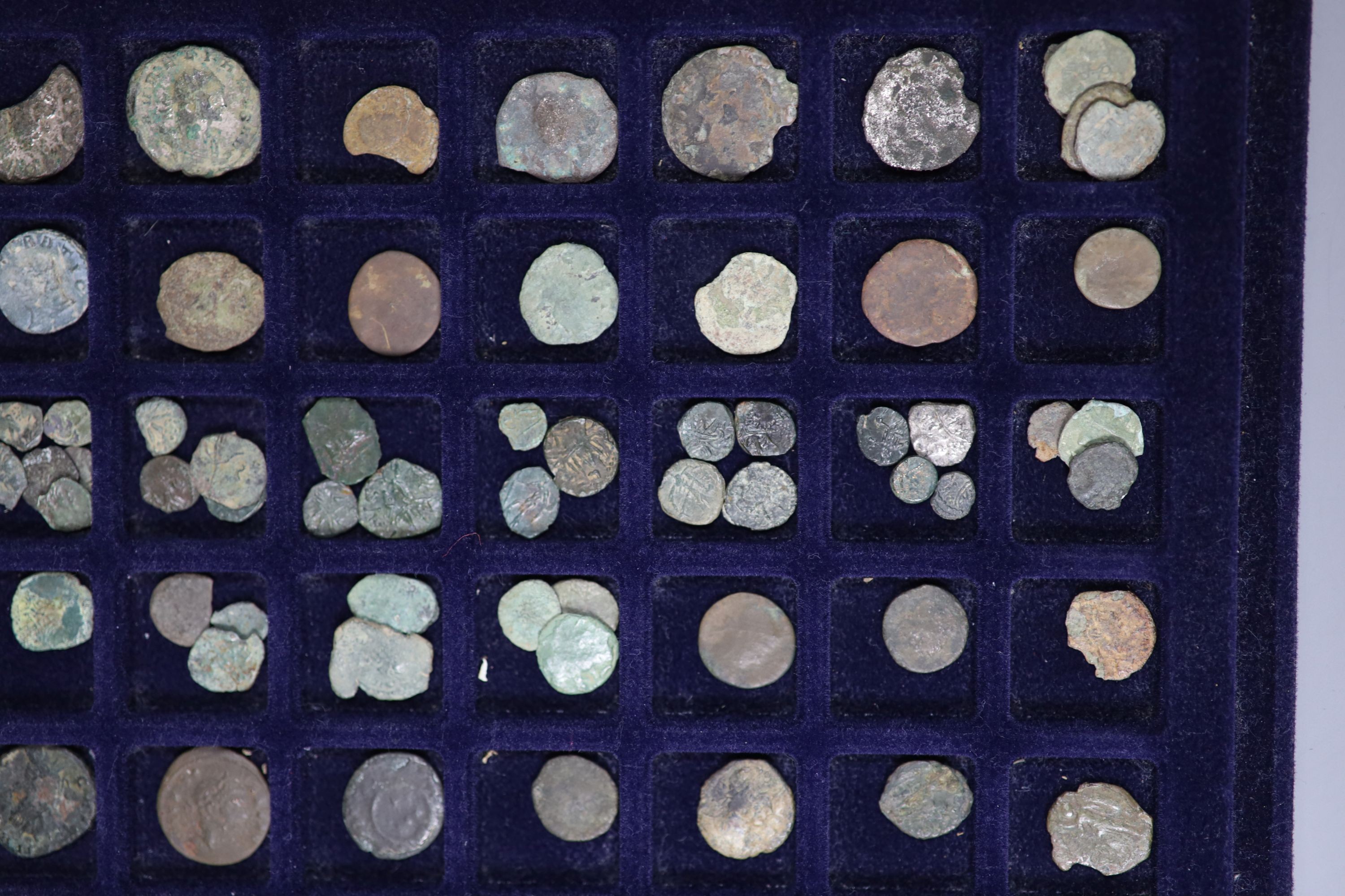 A large collection of Roman AE coinage found in Sussex, including fragments